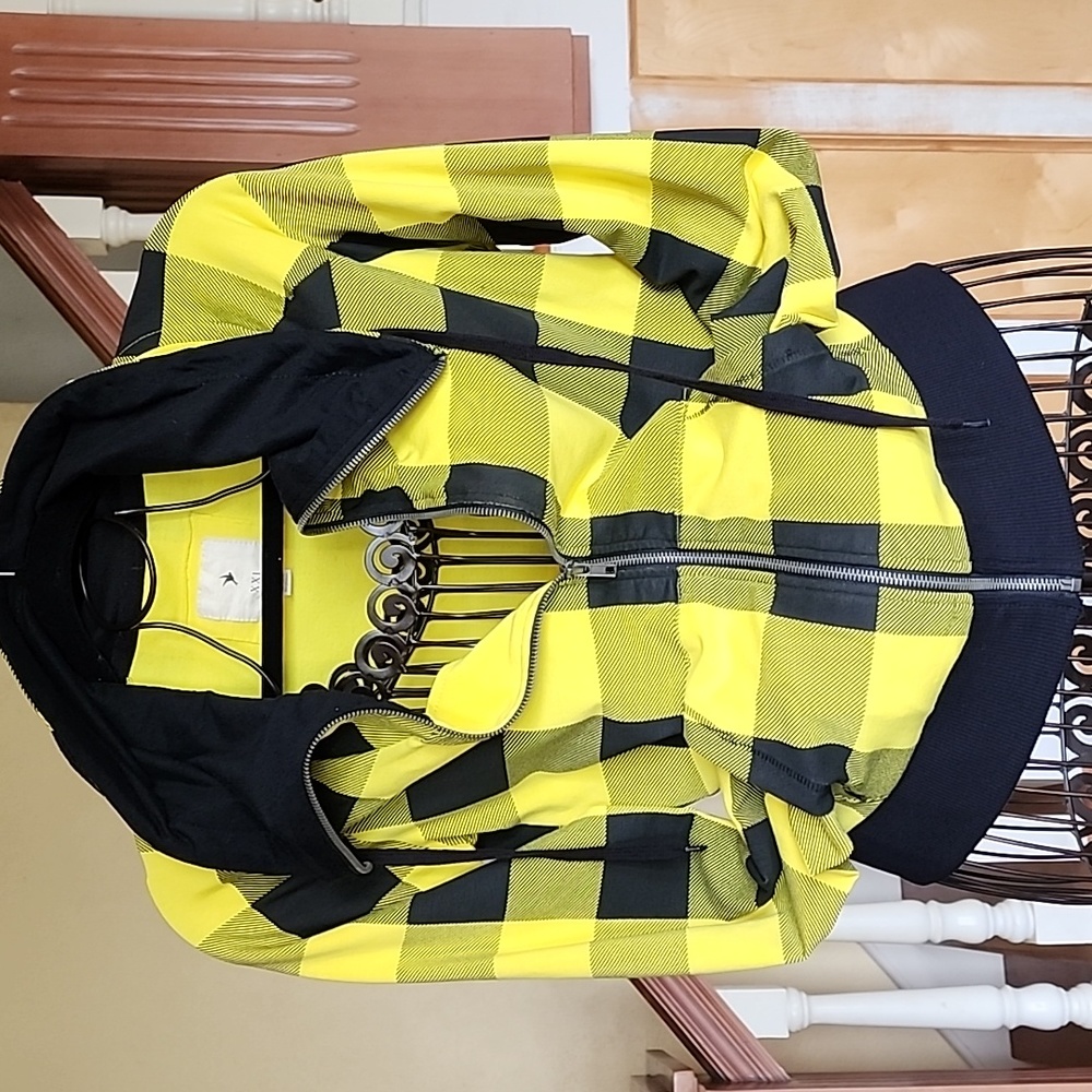 Vintage XXI Plaid Jacket Shawl Collar size S yellow 💛 black color